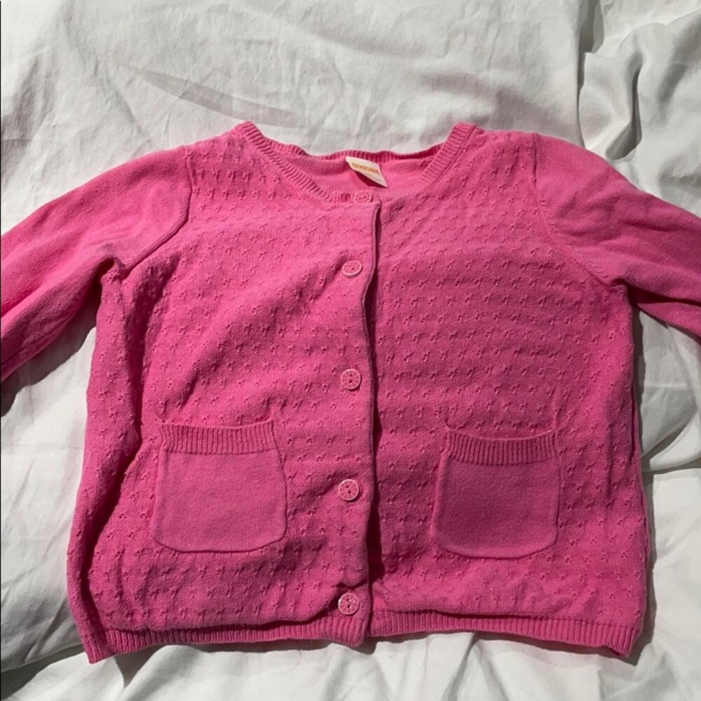 Gymboree 3t pink cardigan white accent buttons guc
